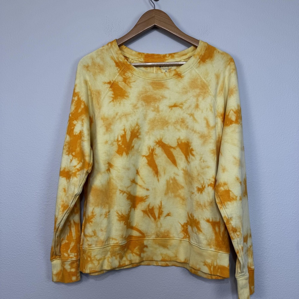 Athleta Sweatshirt Womens Medium Acapulco Orange Tie Dye Crewneck Cotton 572251